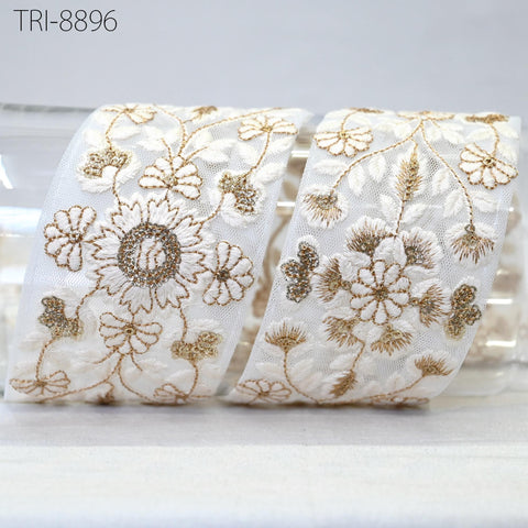 9 Yard Indian Embroidery Ribbons Embroidered Net Fabric Trims 6cm Embellishments DIY Crafting Sewing Sari Border Costumes Wedding Dresses