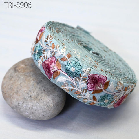 9 Yard Embroidery Fabric Trim 35 mm Footwear Making Ribbon Embroidered Embellishment Sewing Crafting Border Indian Laces Holidays Decoration