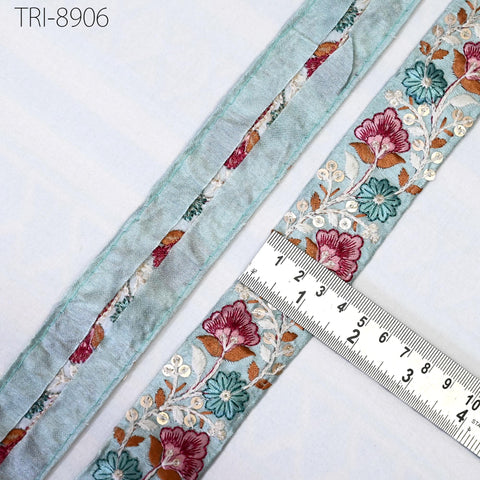 9 Yard Embroidery Fabric Trim 35 mm Footwear Making Ribbon Embroidered Embellishment Sewing Crafting Border Indian Laces Holidays Decoration