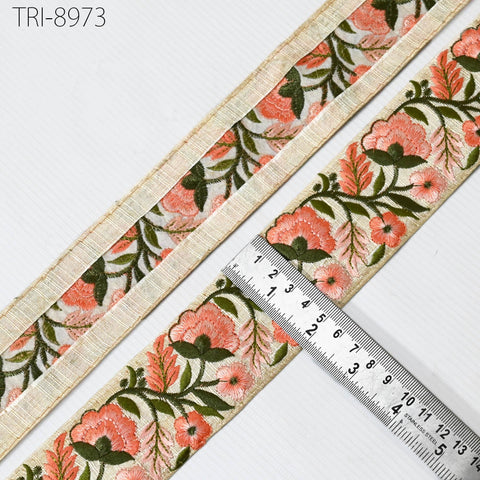 9 Yard Indian Embroidery Ribbon 5cm Trim Sari Border Crafting Sewing Embroidered Decorative Costumes Designing Curtain Home Decor Trimmings