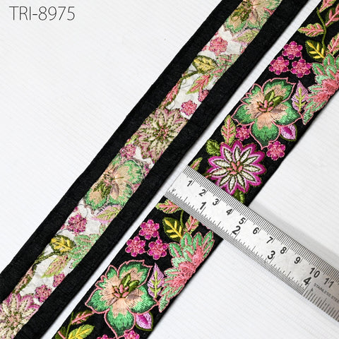 9 Yard Embroidery 5cm Ribbons Trims Tape Embellish Embroidered Saree Border Sewing Theatrical Costumes Crafting Wreaths Holidays Decorations