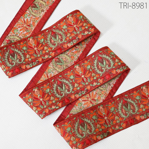 9 Yard Floral 6cm Embroidered Fabric Trim Indian Sari Border Crafting Sewing Guitar Belts Beach Bag Cushions Trimming Ribbon Embellishments
