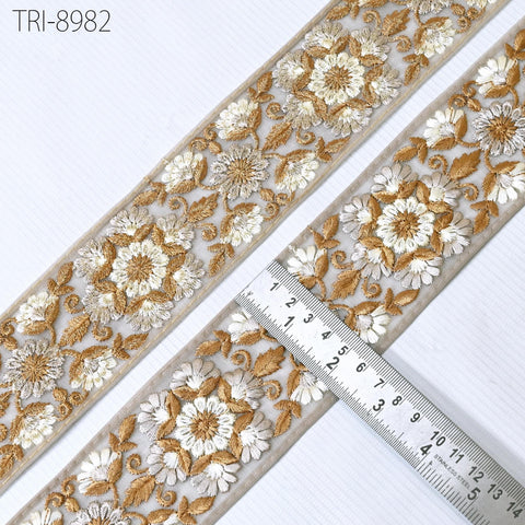 9 Yard Brown Embroidery 6cm Ribbon Crafting Sewing Costumes Dog Collar Tote Bags, Lampshades, Holidays Decor Indian Embroidered Tapes Laces