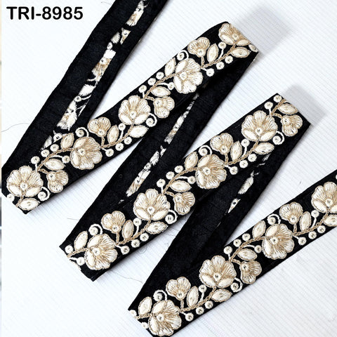 9 Yard Embroidery Fabric Trim 35mm Ribbon Embellishment Embroidered Sewing Crafting Border Indian Wedding Dresses Ball Gown Tapes Costumes