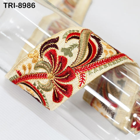 9 Yard Embroidery Ribbons 67mm Trim Maroon Embellishment Embroidered Fabric Tote Bags Shoe Making Border Theatrical Costumes Crafting Sewing