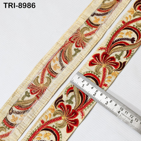 9 Yard Embroidery Ribbons 67mm Trim Maroon Embellishment Embroidered Fabric Tote Bags Shoe Making Border Theatrical Costumes Crafting Sewing