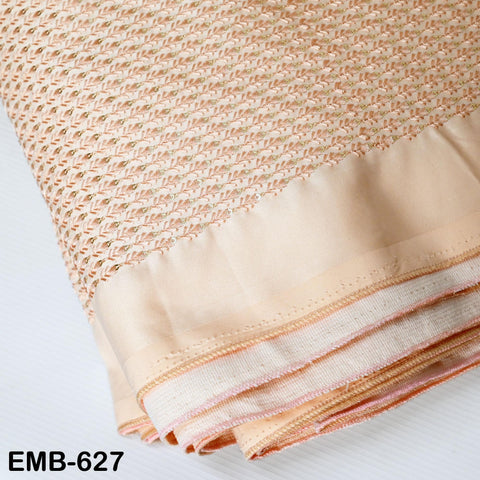 Peach Wedding Dress Material Embroidered Fabric by the yard Sewing DIY Crafting Indian Embroidery Victorian Costumes Dolls Waistcoats