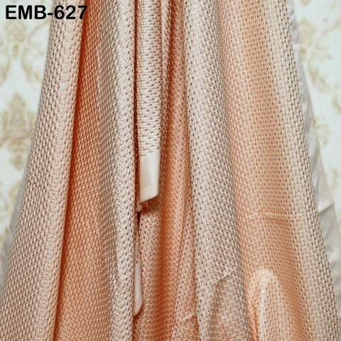 Peach Wedding Dress Material Embroidered Fabric by the yard Sewing DIY Crafting Indian Embroidery Victorian Costumes Dolls Waistcoats