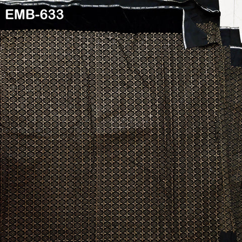 Brown Indian Embroidered Velvet Fabric by the yard Sewing DIY Crafting Wedding Shift Dresses Theatrical Costumes Longline Jackets Waistcoats