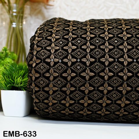 Brown Indian Embroidered Velvet Fabric by the yard Sewing DIY Crafting Wedding Shift Dresses Theatrical Costumes Longline Jackets Waistcoats