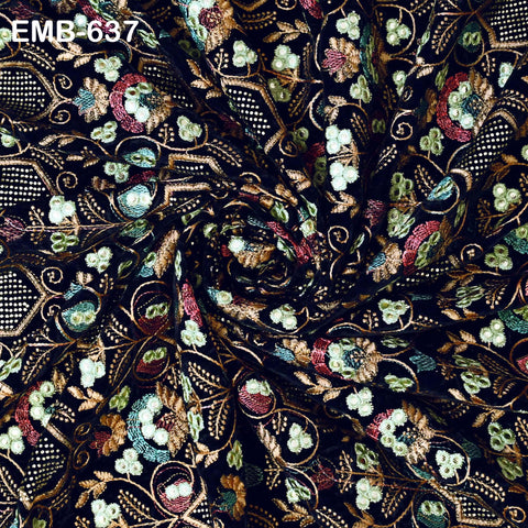 Sequin Indian Embroidered Velvet Blue Fabric by the yard Sewing Crafting Wedding Dress Theatrical Costumes Waistcoats Doll Bags Home Decor