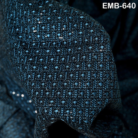 Blue Indian Embroidered Velvet Fabric by the yard Sewing DIY Crafting Wedding Shift Dresses Theatrical Costumes Longline Jackets Waistcoats