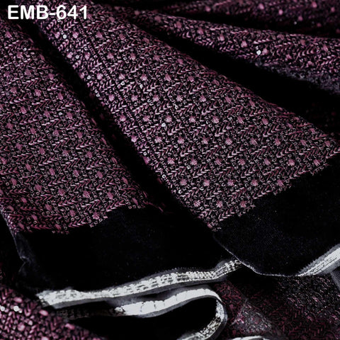 Wine Indian Embroidered Velvet Fabric by the yard Sewing DIY Crafting Wedding Shift Dresses Theatrical Costumes Longline Jackets Waistcoats
