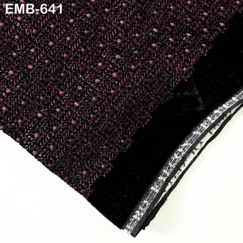 Wine Indian Embroidered Velvet Fabric by the yard Sewing DIY Crafting Wedding Shift Dresses Theatrical Costumes Longline Jackets Waistcoats