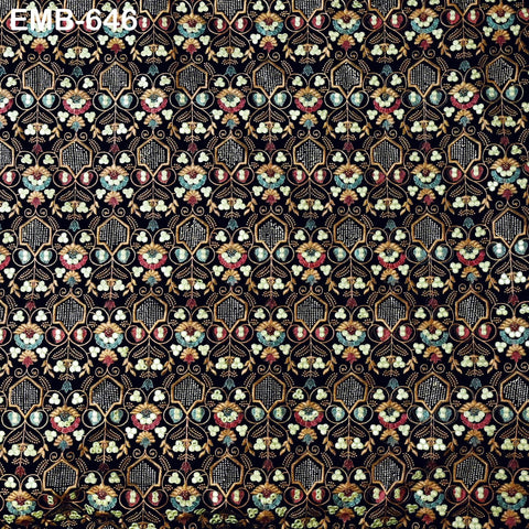 Sequin Indian Embroidered Velvet Black Fabric by the yard Sewing Crafting Wedding Dress Theatrical Costumes Waistcoats Doll Bags Home Decor