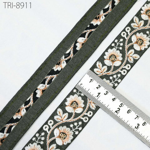 9 Yard Grey 3 cm Embroidery Ribbons Embroidered Border Tote Bags Trims Theatrical Costumes Christmas Holiday Ornaments Embellishments Tapes
