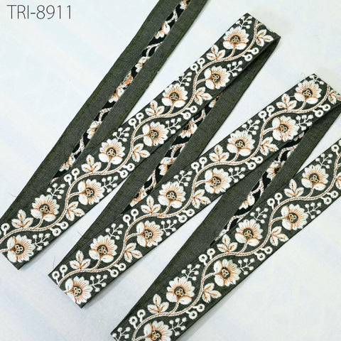 9 Yard Grey 3 cm Embroidery Ribbons Embroidered Border Tote Bags Trims Theatrical Costumes Christmas Holiday Ornaments Embellishments Tapes