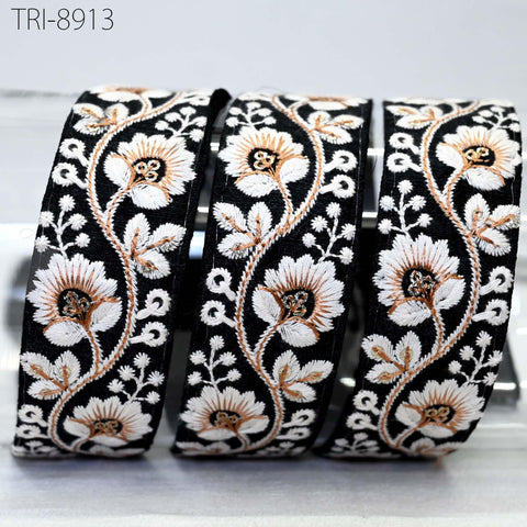 9 Yard Black 3 CM Embroidery Ribbons Embroidered Border Tote Bags Trims Theatrical Costumes Christmas Holiday Ornaments Embellishments Tapes