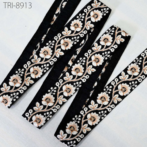 9 Yard Black 3 CM Embroidery Ribbons Embroidered Border Tote Bags Trims Theatrical Costumes Christmas Holiday Ornaments Embellishments Tapes