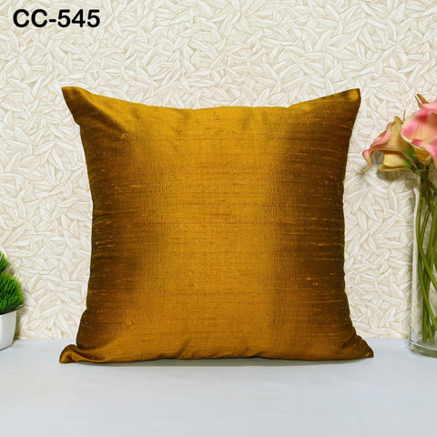Mustard Dupioni Silk Square Pillowcase | Cushion Cover Handmade | 100% Pure Silk Throw Pillow | Home decor Gift House Warming Wedding Shower