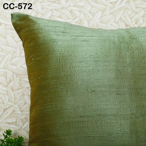 Green Iridescent Dupioni Silk Square Pillowcase, Luxury Cushion Cover Handmade Pure Dupion Silk Throw Pillow, Home Decor Gifts House Warming