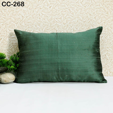 Pure Silk Pillowcase Lumbar Cover Tarrytown Green Handmade Dupioni Silk Sham Pillow Decorative Home Decor House Warming Bridal Wedding Gift