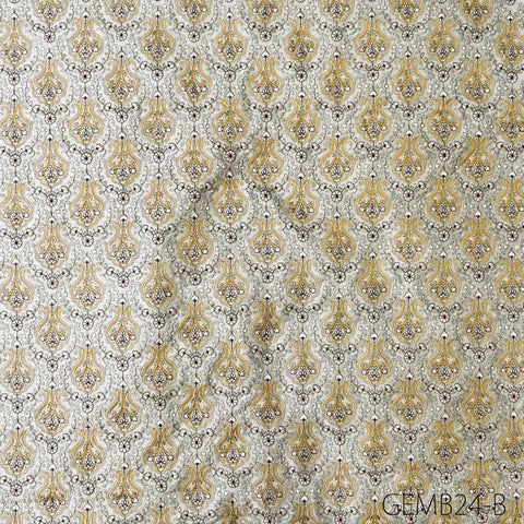 Dark Beige Embroidered Fabric by the yard Sewing Crafting Indian Embroidery Wedding Dress Costumes Dolls Bags Cushions Table Runners Blouses