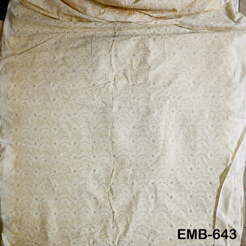 Ivory Indian Embroidered Velvet Fabric by the yard Sewing DIY Crafting Wedding Dress Costumes Full Length Coats Shift Dresses Quilting