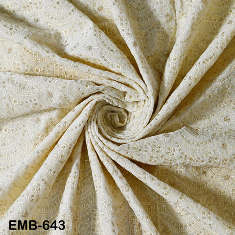 Ivory Indian Embroidered Velvet Fabric by the yard Sewing DIY Crafting Wedding Dress Costumes Full Length Coats Shift Dresses Quilting