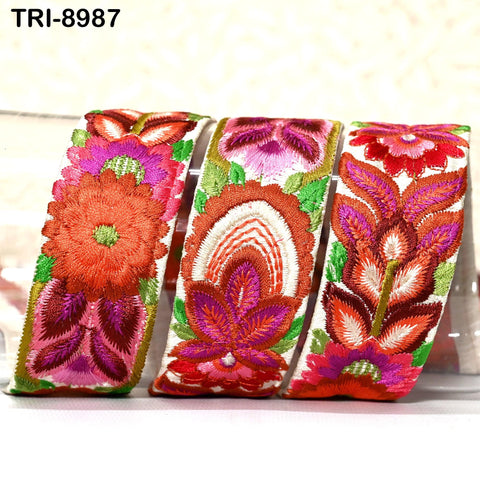 9 Yard Embroidery 4cm Trims Embellishment Embroidered Fabric Saree Ribbon Costumes Border Crafting Sewing Beach Bag Tote Pouche Wall Hanging