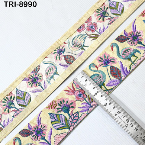 9 Yard Embroidered 70mm Fabric Trim Decorative Indian Embroidery Embellishments Tapes DIY Crafting Sewing Saree Ribbons Sari Border Clutches