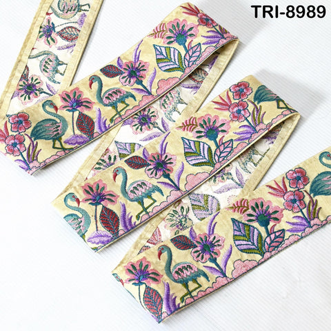 9 Yard Embroidered 70mm Fabric Trim Decorative Indian Embroidery Embellishments Tapes DIY Crafting Sewing Saree Ribbons Sari Border Clutches