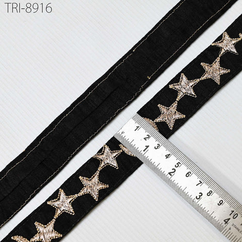 9 Yard Gold Stars Embroidery Ribbon Fabric Trim 3cm Embroidered Sewing Crafting Border Indian Tote Bag Theatrical Costumes Holiday Ornaments