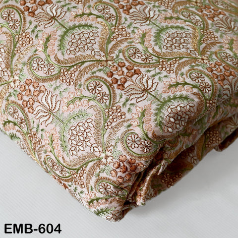 58" Pink Wedding Material Embroidered Fabric by the yard Sewing Crafting Indian Embroidery Victorian Costumes Waistcoats Longline Jackets