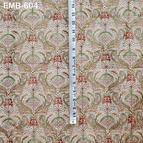 58" Pink Wedding Material Embroidered Fabric by the yard Sewing Crafting Indian Embroidery Victorian Costumes Waistcoats Longline Jackets