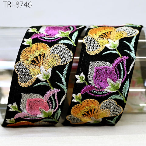 9 Yard Indian Embroidery Ribbon 5cm Trim Sari Border Crafting Sewing Embroidered Decorative Costumes Designing Curtain Home Decor Trimmings