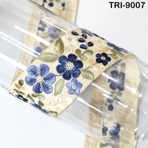 9 Yard Indian Embroidery Fabric 5cm Trim Embellishments DIY Crafting Sewing Saree Indian Sari Border Embroidered Ribbons Decorative Tapes