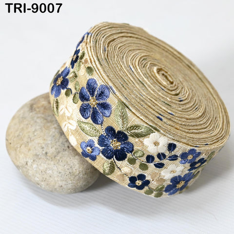 9 Yard Indian Embroidery Fabric 5cm Trim Embellishments DIY Crafting Sewing Saree Indian Sari Border Embroidered Ribbons Decorative Tapes