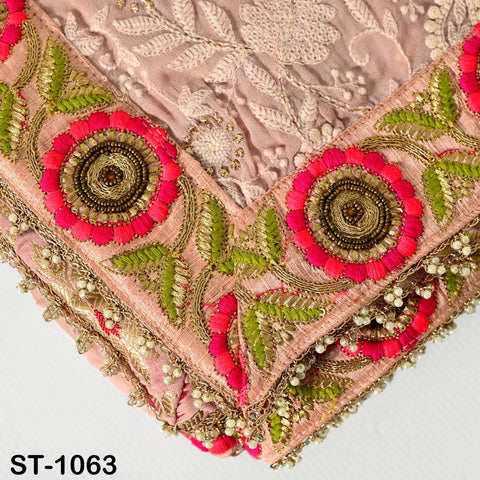 Pink Georgette Designer Dupatta for women, Bridal Wedding lehenga Chunni/Veil Sequin Scarf Indian Ethnic Dress Stole Ideal Gift Bridesmaid