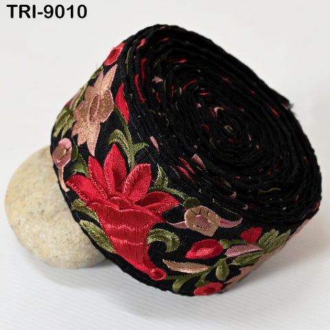 9 Yard Red 65mm Sari Border Embroidery Trims Tapes Embroidered Saree Ribbons Embellish Sewing Costumes Crafting Hair Bands Straps Tote Bags