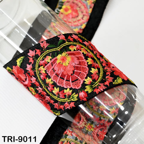 9 Yard Red 9cm Sari Border Embroidery Trims Tapes Embroidered Saree Ribbons Embellish Sewing Costumes Crafting Hair Bands Straps Tote Bags