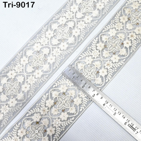 3 Yard Embroidered Trim Indian Sari Border DIY Crafting Fabric Saree Sewing Decorative Beach Tote Bags Trimmings Ribbons Home Decor 8cm