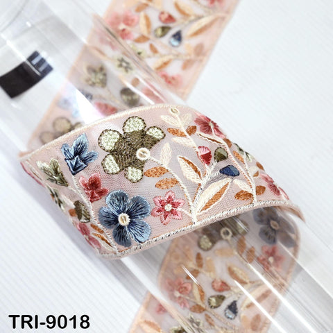 9 Yard Floral Embroidery 65mm Ribbon for Kids DIY Crafting Sewing Costumes Dog Collar Tote Bags, Lampshades Holiday Decor Indian Embroidered