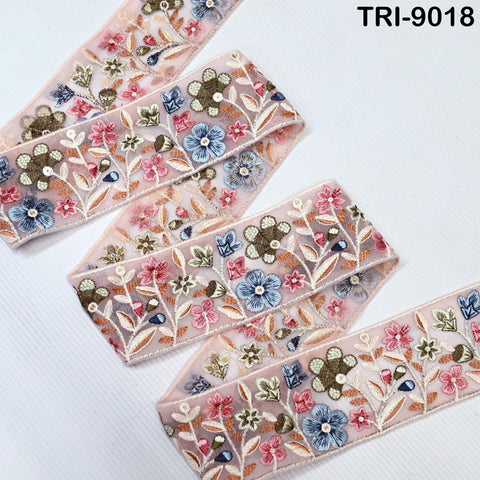 9 Yard Floral Embroidery 65mm Ribbon for Kids DIY Crafting Sewing Costumes Dog Collar Tote Bags, Lampshades Holiday Decor Indian Embroidered