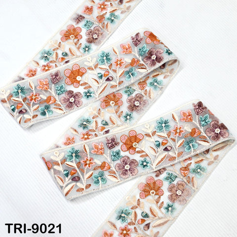 9 Yard Floral Embroidery 65mm Ribbon for Kids DIY Crafting Sewing Costumes Dog Collar Tote Bags, Lampshades Holiday Decor Indian Embroidered