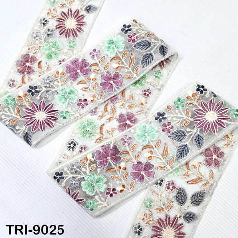 9 Yard Floral Embroidery 6cm Ribbon for Kids DIY Crafting Sewing Costumes Dog Collar Tote Bags, Lampshades Holidays Decor Indian Embroidered