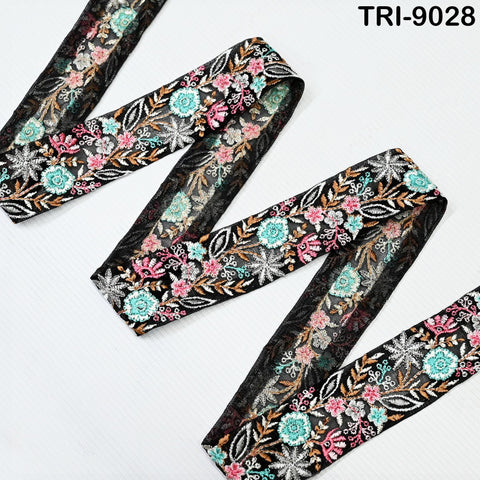 9 Yard Indian Embroidery Ribbons 4cm Embroidered Fabric Trim Embellishment Saree Sewing Craft Border Wedding Dress Cushion Cover Accessories