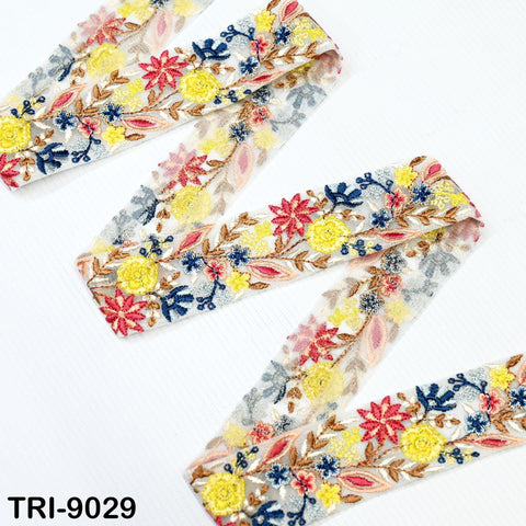 9 Yard Indian Embroidery Ribbons 4cm Embroidered Fabric Trim Embellishment Saree Sewing Craft Border Wedding Dress Cushion Cover Accessories