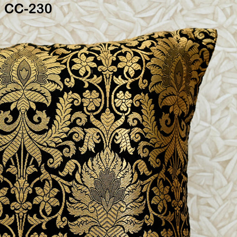Black Brocade Silk Luxury Cushion Pillowcase Square Cushion Cover Pillow Sham Cover Brocade Decorative Sofa Bed Throw Pillow Designer Fabric
