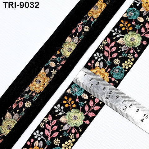 9 Yard Indian Ribbon Embellishment Embroidery Fabric 5cm Trim Embroidered Saree Sewing Crafting Border Wedding Dress Tote Bag, Shoe making